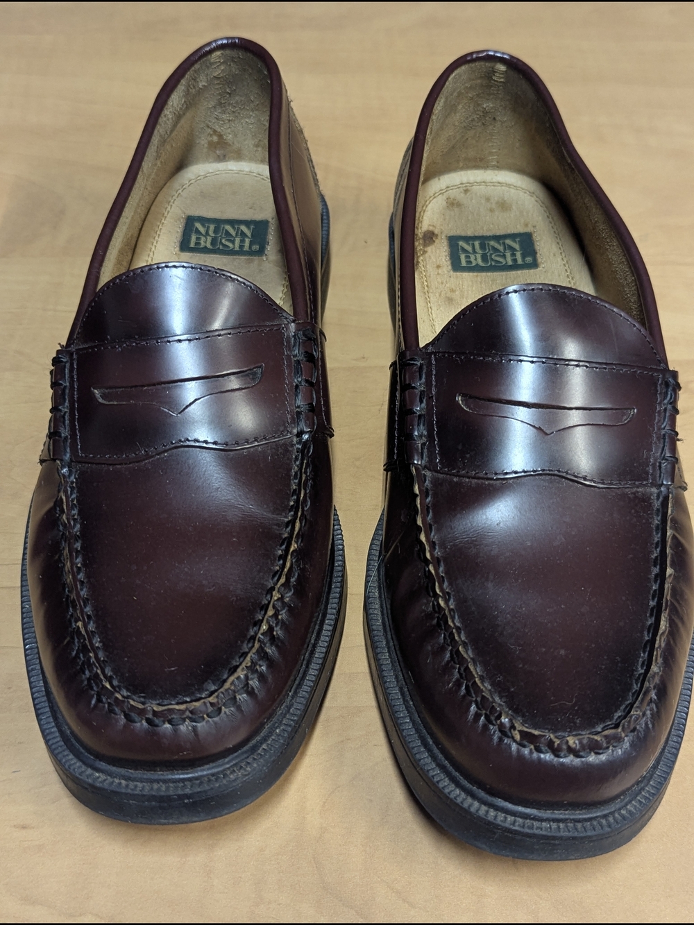 Nunn Bush Men's Dark Burgundy Leather Penny Loafers